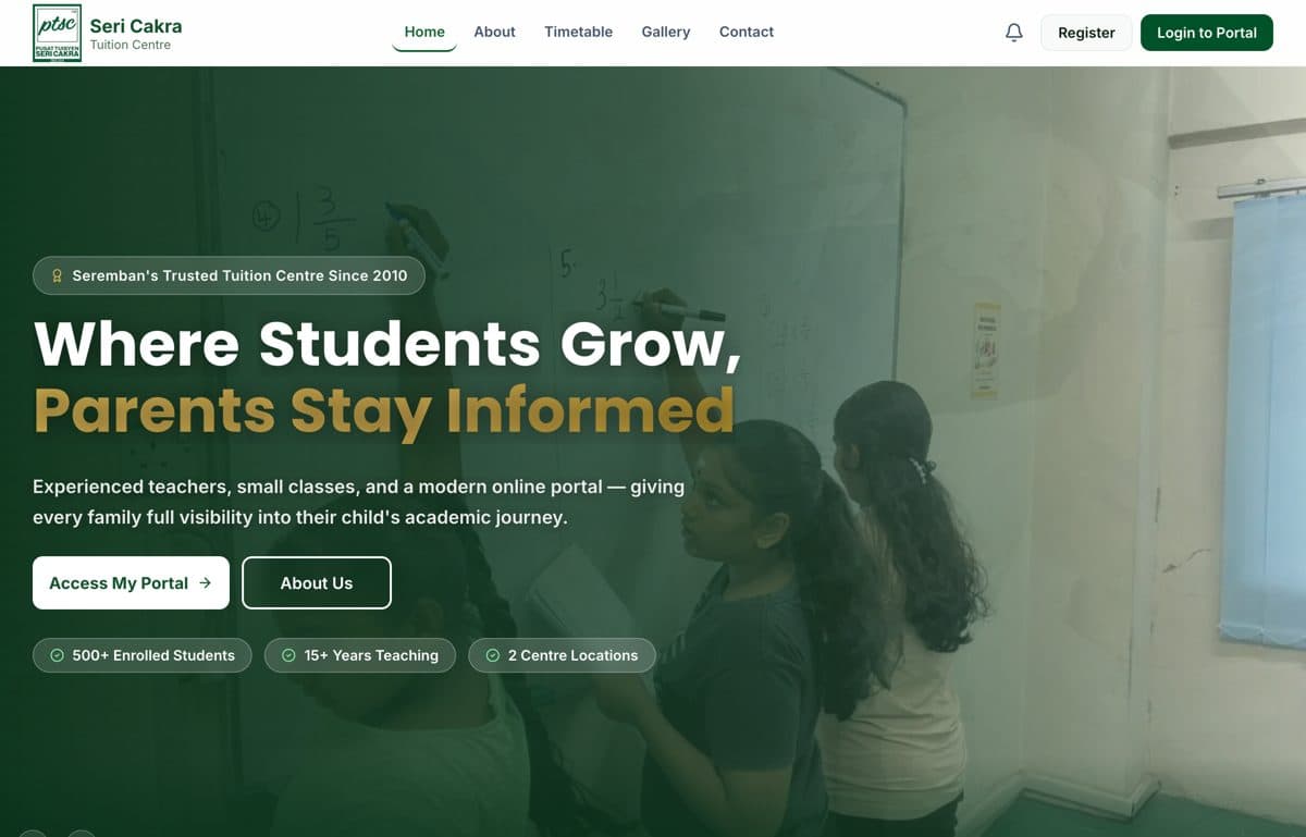 Pusat Tuisyen Seri Cakra website preview